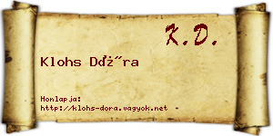 Klohs Dóra névjegykártya